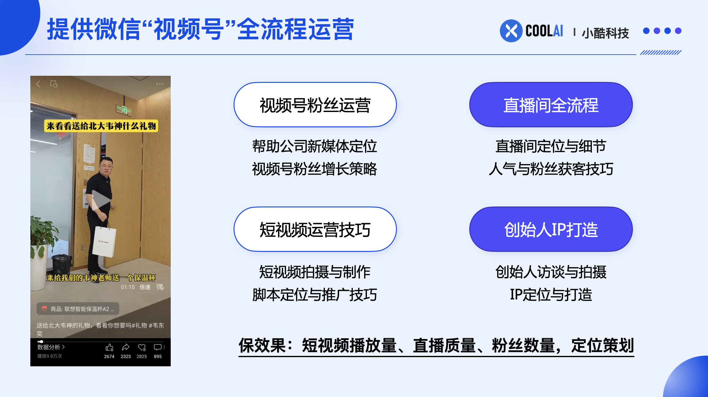 视频号代运营一条龙服务：包效果、包质量、包满意